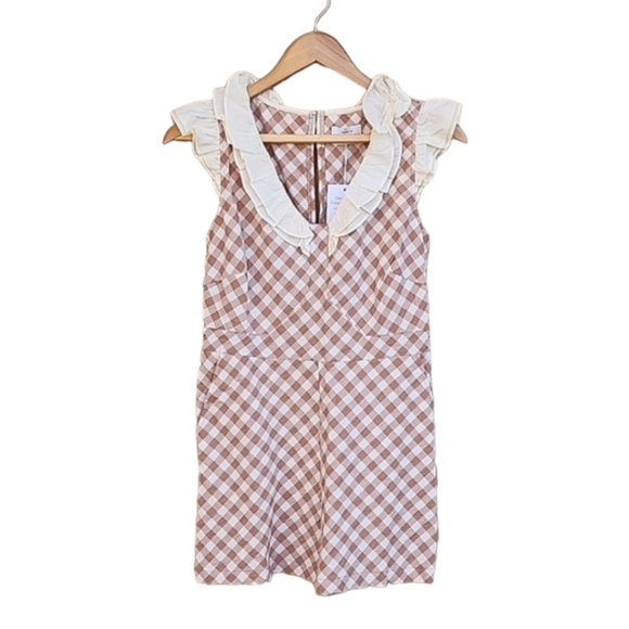 Daahls by Emma Roberts Luna Jumpsuit Romper 36 S Shorts Mocha Plaid Checks - Picture 14 of 15